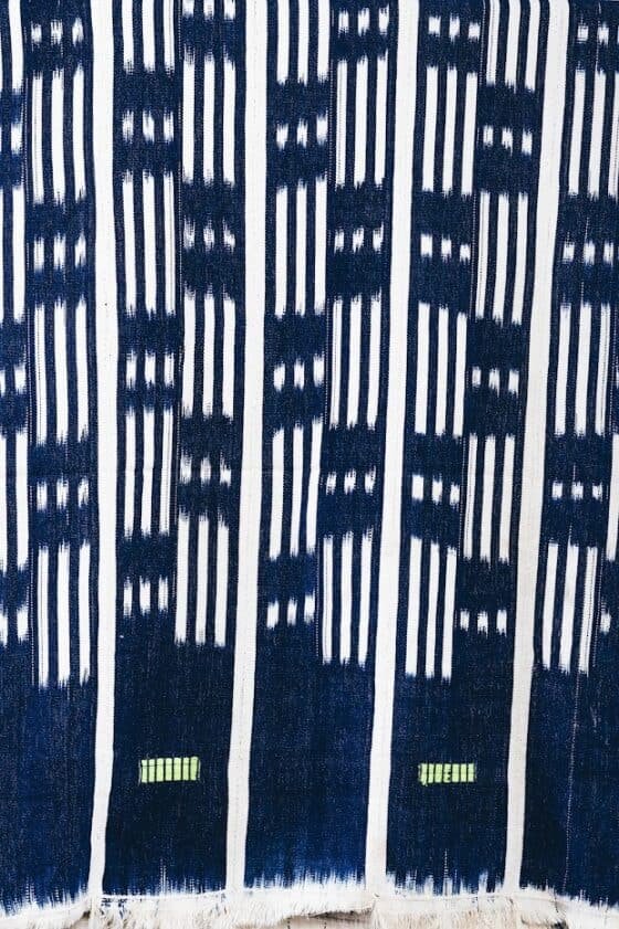 White Strips Blue Fabric - Image 2