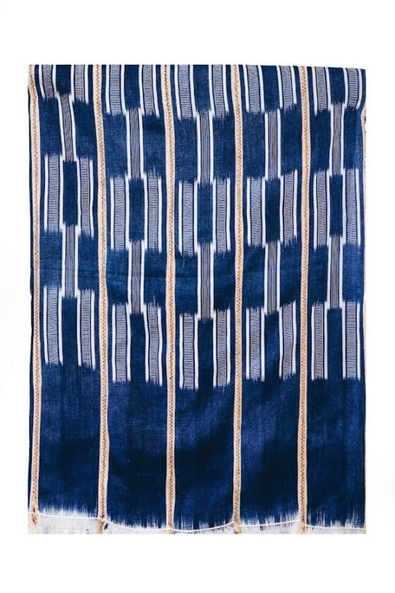 9D209D94-2694-4A3E-8CCC-ADCE8DB27AD3 White Strips Blue Fabric - Image 1