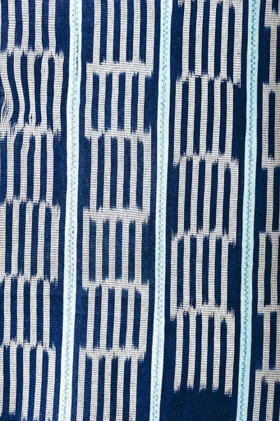 EE2E13B1-8ECD-4927-83DB-C592DDA2B164 White Strips Dark Blue Fabric - Image 1