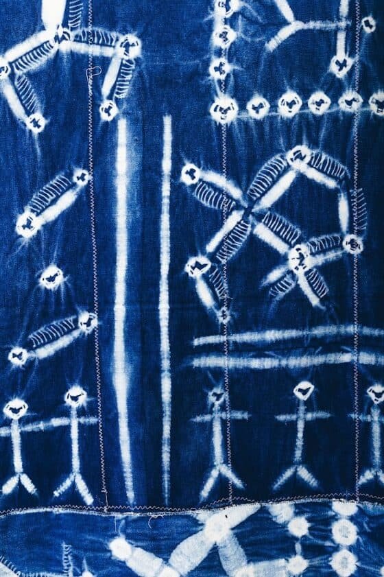 White Designed Blue Fabric - Image 2